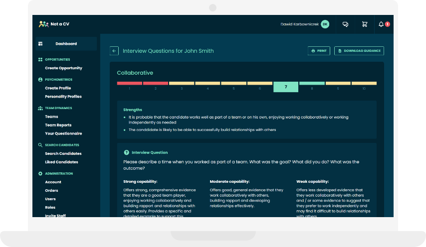 Bespoke interview questions